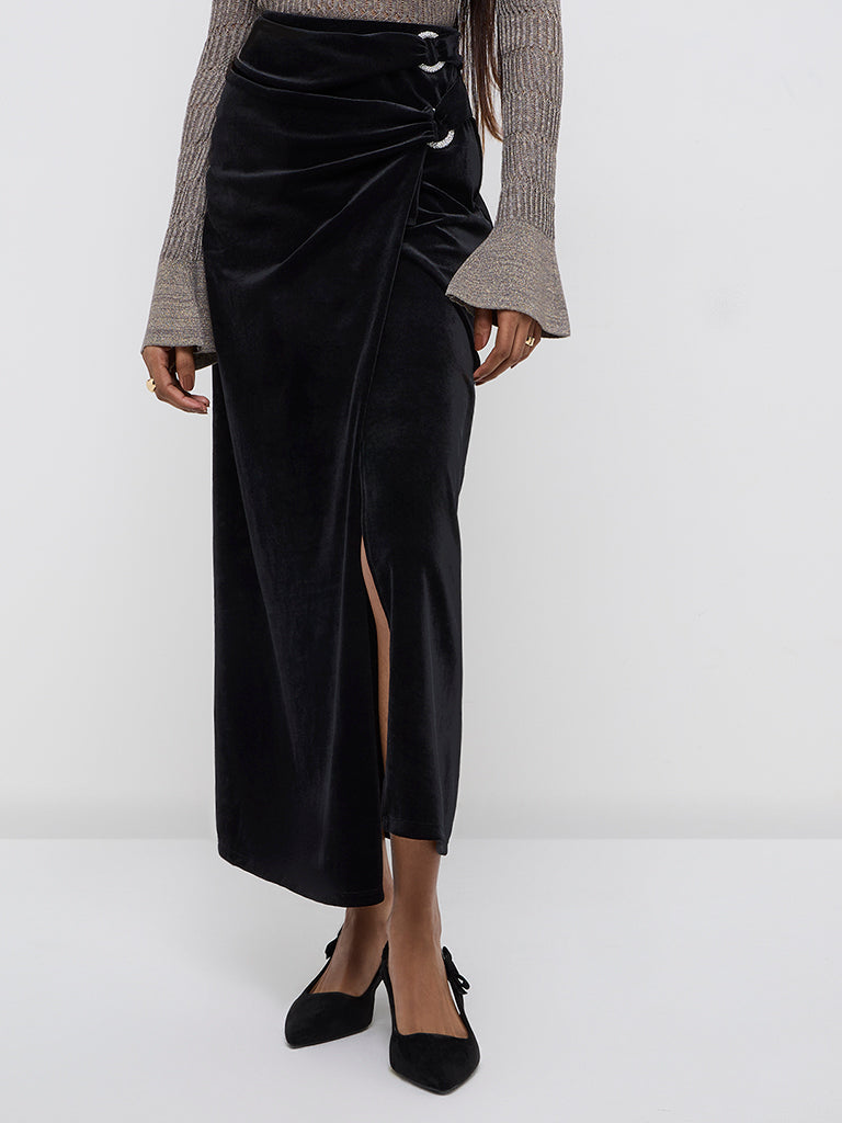 Wardrobe Black Slit-Detailed High-Rise Skirt - Image 3
