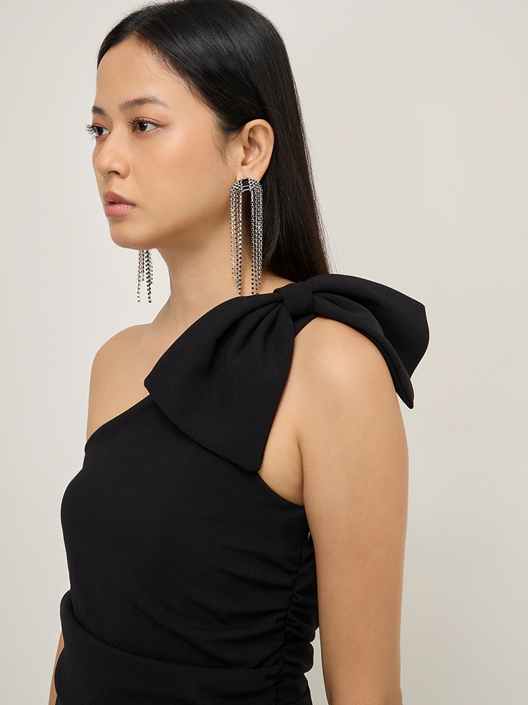 Wardrobe Black Bow Design Ruched Jumpsuit - Image 2