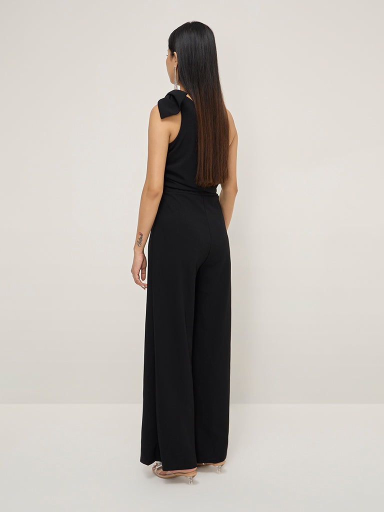 Wardrobe Black Bow Design Ruched Jumpsuit - Image 4