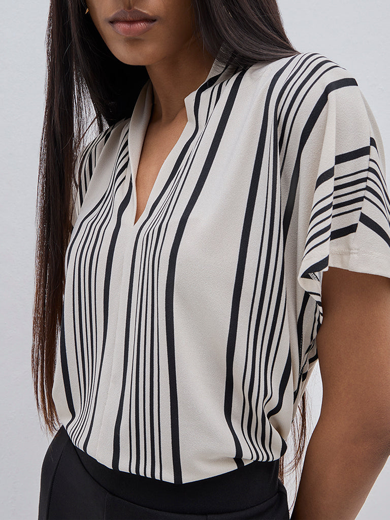 Wardrobe Ivory Off-White Striped Top - Image 2