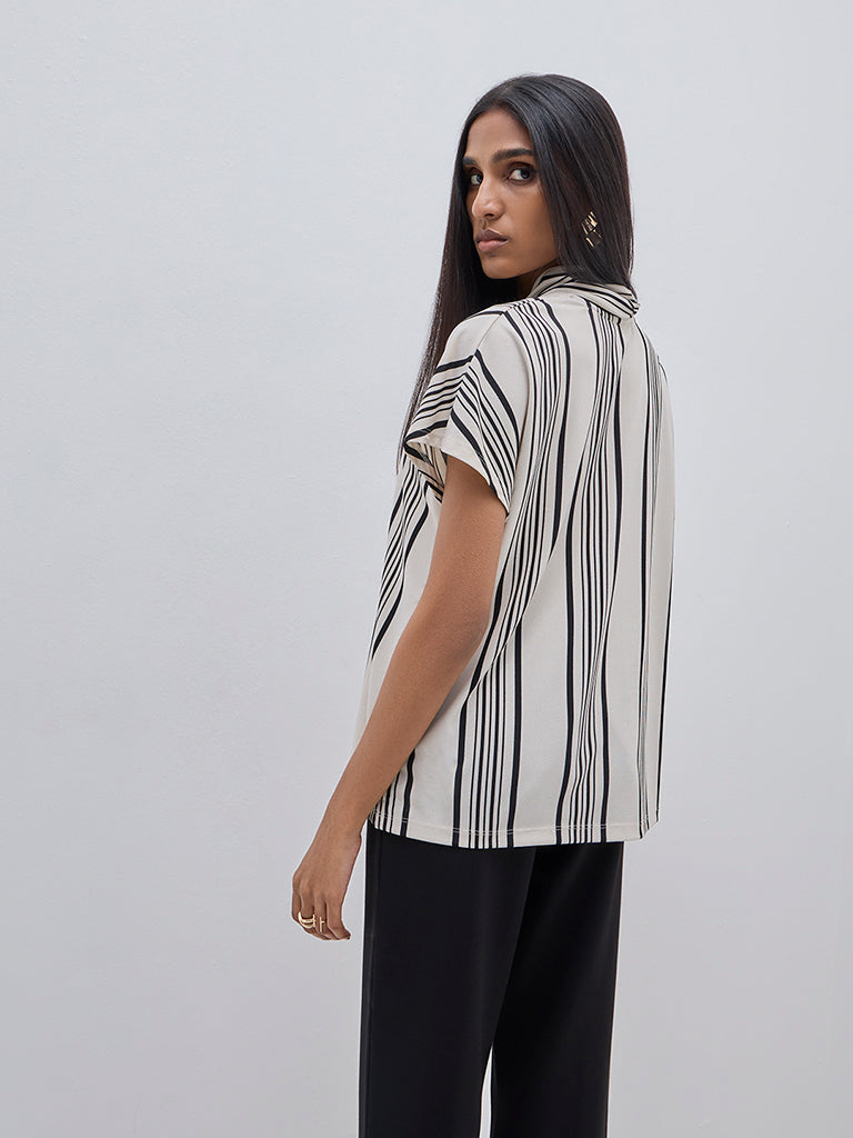 Wardrobe Ivory Off-White Striped Top - Image 4