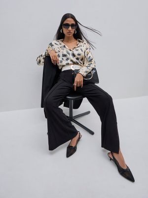 Wardrobe Black High-Rise Cotton-Blend Trousers