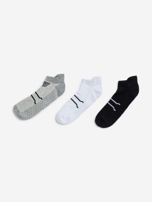 WES Lounge Grey Textured Cotton-Blend Socks - Pack of 3