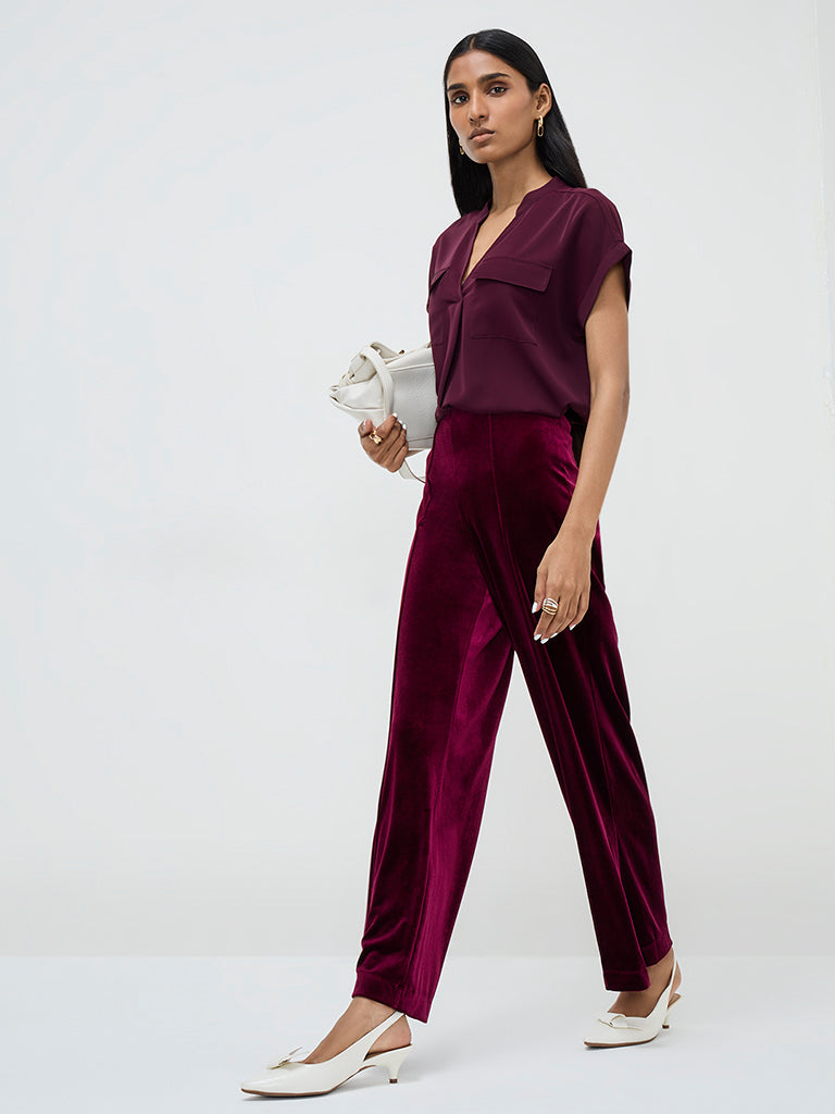 Wardrobe Burgundy Solid Blouse - Image 3