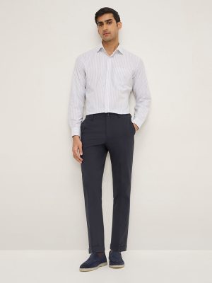 WES Formals Charcoal Carrot-Fit Mid-Rise Trousers
