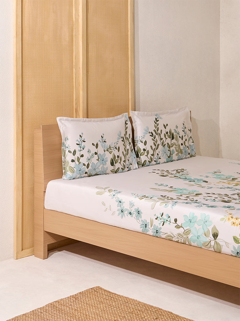 Westside Home Olive Foliage Queen Bed Flat Sheet and Pillowcase Set - Image 2