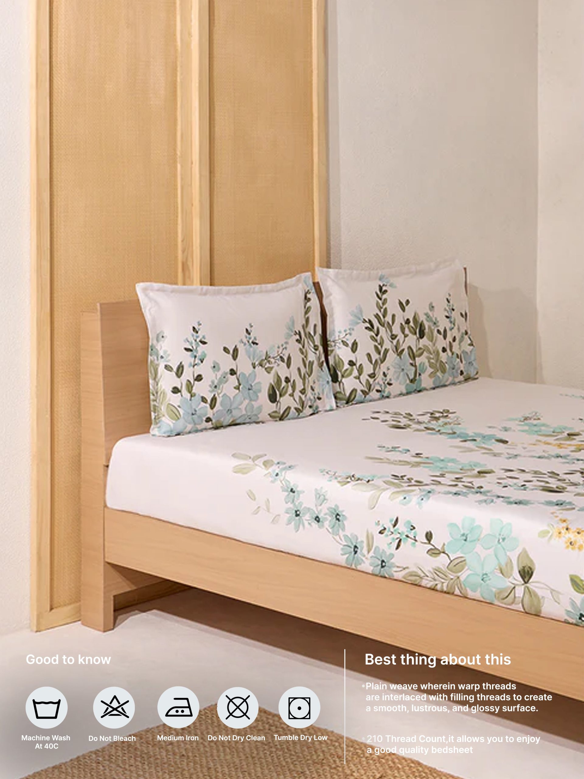 Westside Home Olive Foliage Queen Bed Flat Sheet and Pillowcase Set - Image 5