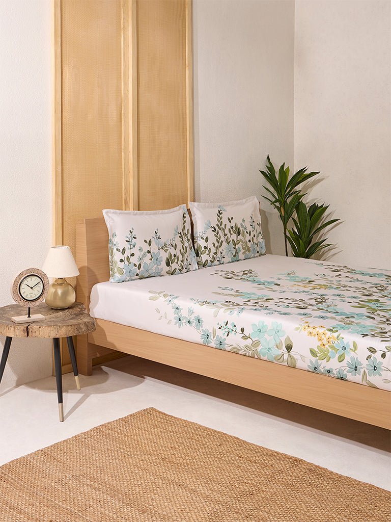 Westside Home Olive Foliage King Bed Flat Sheet and Pillowcase Set