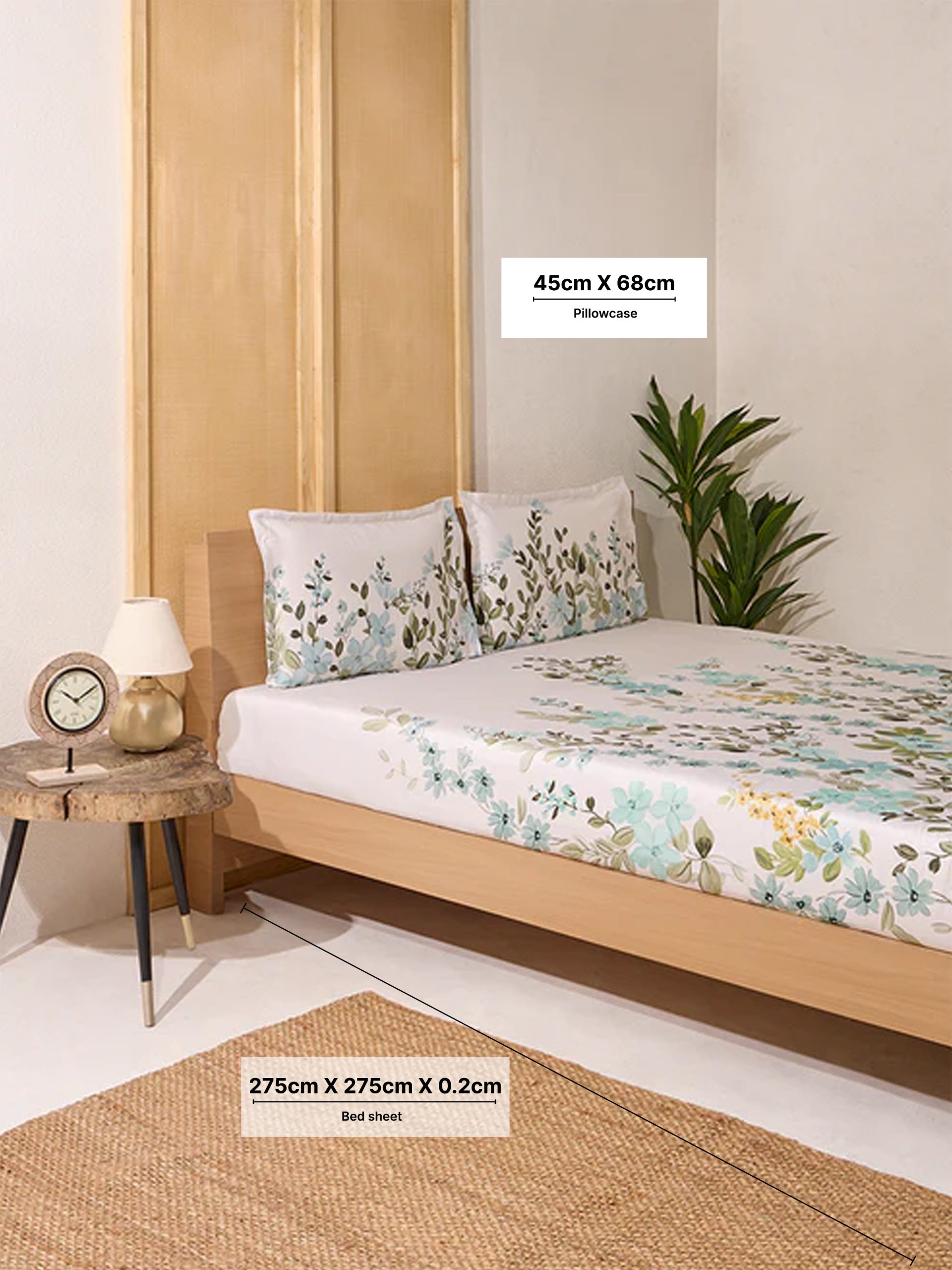 Westside Home Olive Foliage King Bed Flat Sheet and Pillowcase Set - Image 4
