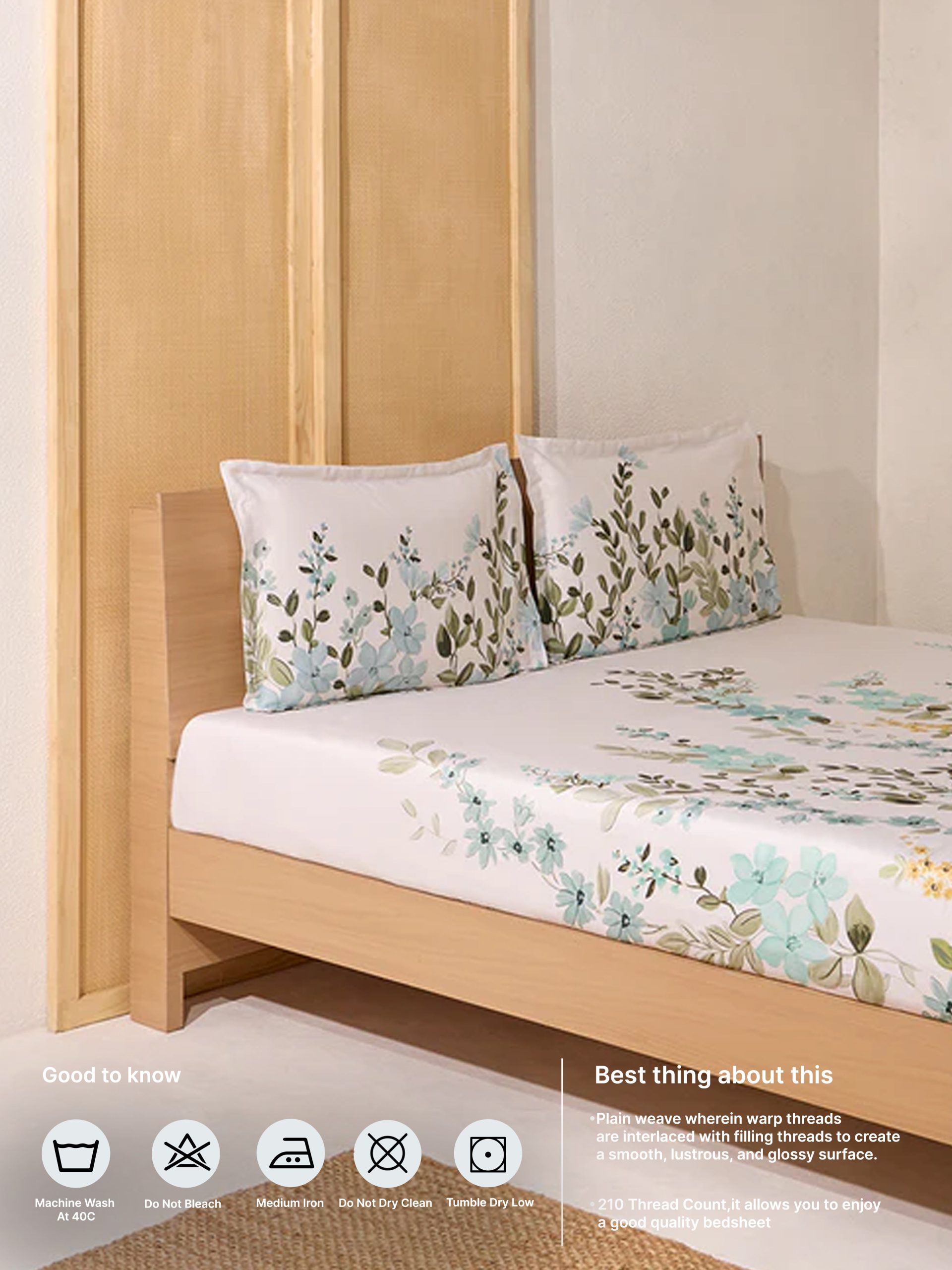 Westside Home Olive Foliage King Bed Flat Sheet and Pillowcase Set - Image 5