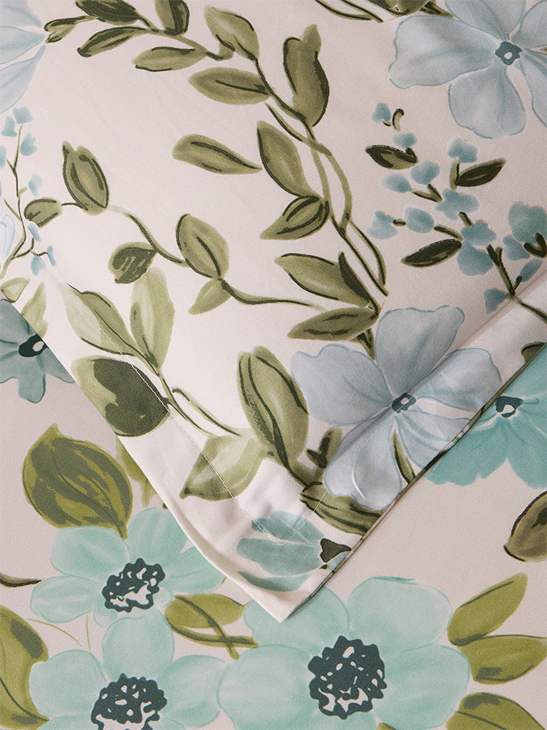 Westside Home Olive Foliage King Bed Flat Sheet and Pillowcase Set - Image 3