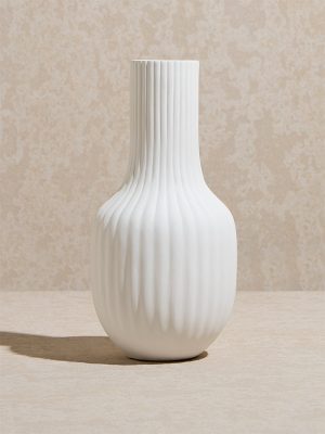 Westside Home White Ribbed-Textured Marble Vase