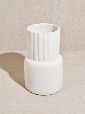 Westside Home White Paper Mache Cylindrical Vase