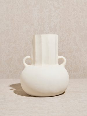 Westside Home Off-White Paper Mache Vase- Small