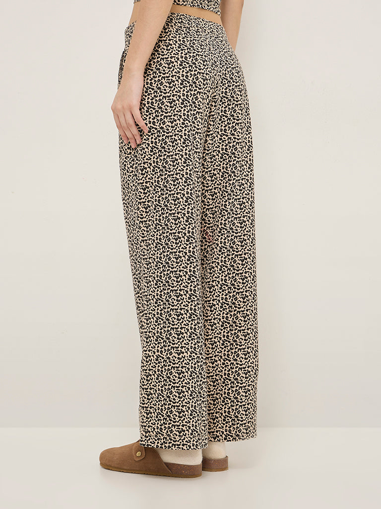 Superstar Black Animal Printed High-Rise Cotton-Blend Pants - Image 4