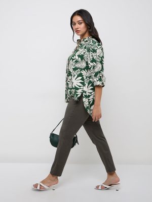 Gia Olive High-Rise Cotton-Blend Jeggings