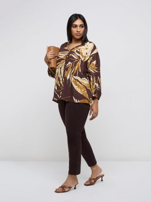 Gia Dark Brown High-Rise Cotton-Blend Jeggings