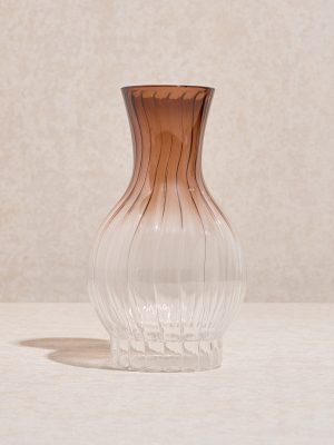 Westside Home Brown Ombre-Finish Ribbed Glass Vase