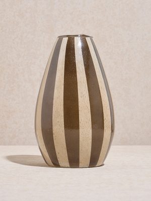 Westside Home Brown Stripe Printed Vase