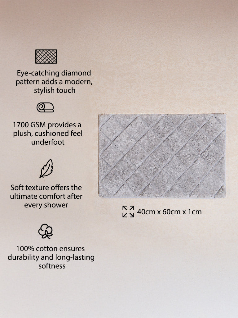Westside Home Grey Diamond Design Bath Mat - Image 3
