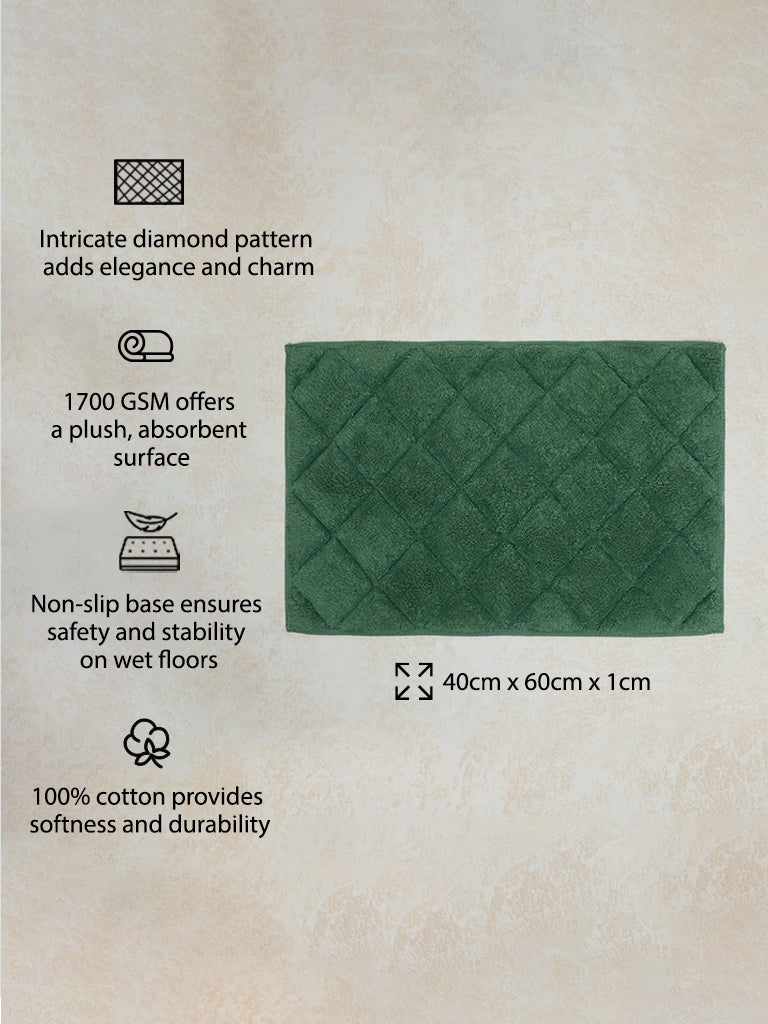 Westside Home Green Diamond Design Non-Slip Bath Mat - Image 3