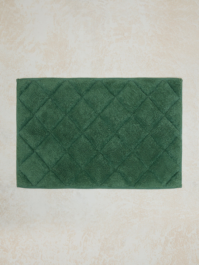 Westside Home Green Diamond Design Non-Slip Bath Mat