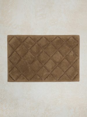 Westside Home Light Brown Diamond Design Non-Slip Bath Mat