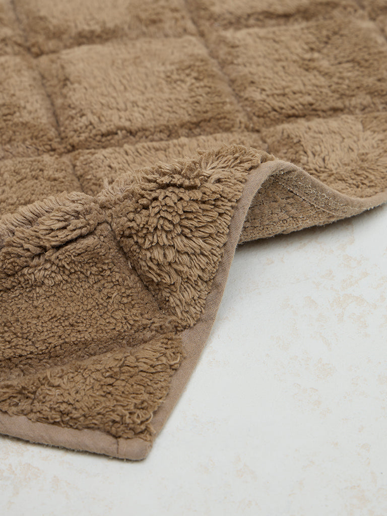 Westside Home Light Brown Diamond Design Non-Slip Bath Mat - Image 2