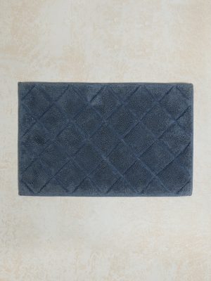 Westside Home Dusty Blue Diamond Design Non-Slip Bath Mat