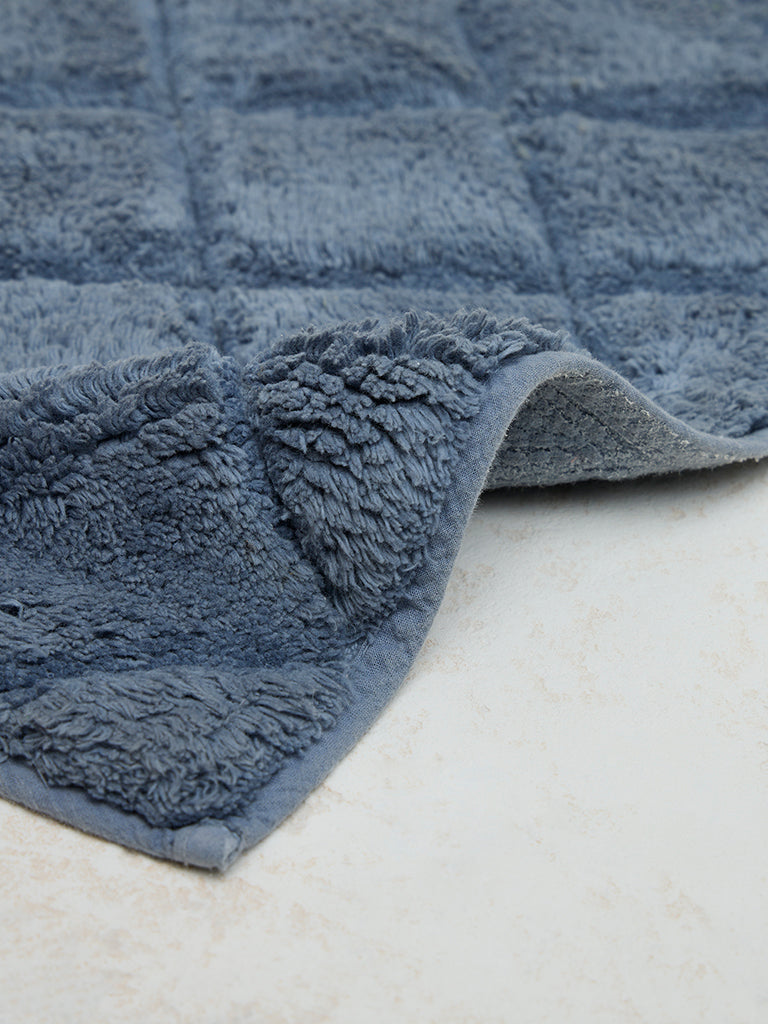 Westside Home Dusty Blue Diamond Design Non-Slip Bath Mat - Image 2