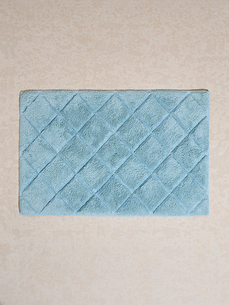 Westside Home Blue Diamond Design Bath Mat