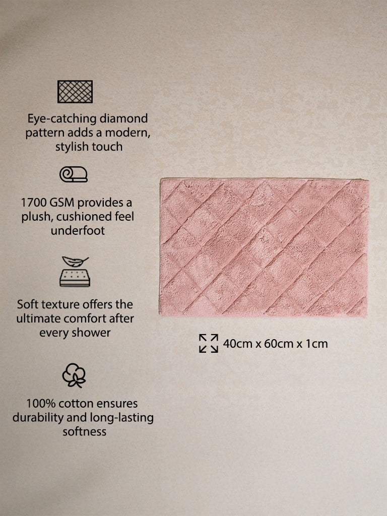Westside Home Pink Diamond Design Bath Mat - Image 3