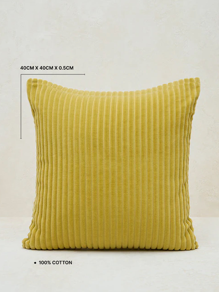 Westside Home Yellow Corduroy Cushion Cover - Image 3