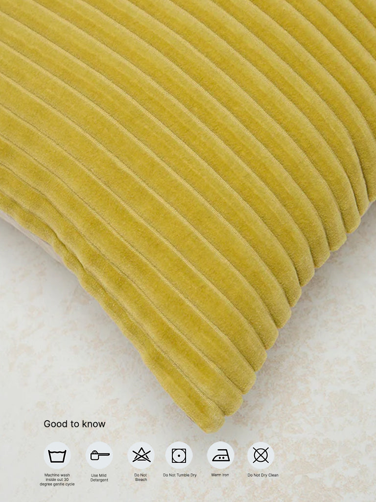 Westside Home Yellow Corduroy Cushion Cover - Image 5