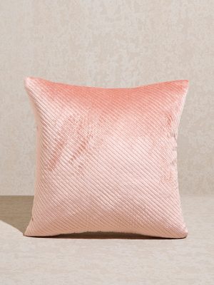 Westside Home Light Pink Self-Striped Velvet Cushion Cover