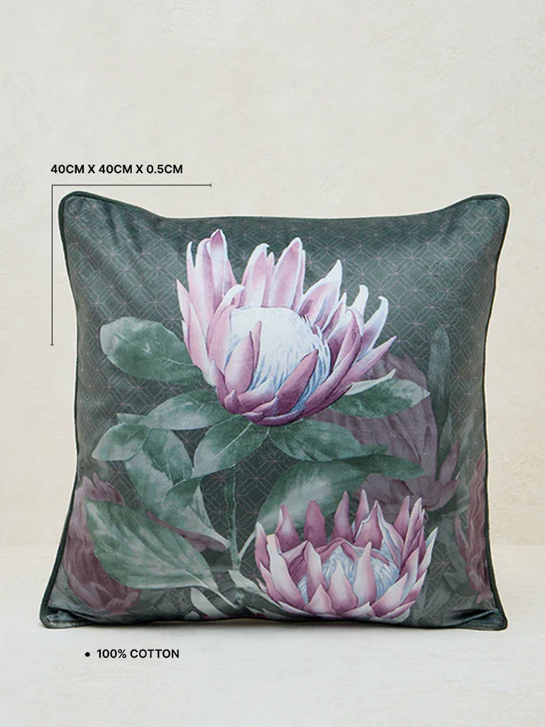Westside Home Green Foliage Printed Cushion Cover - Image 3