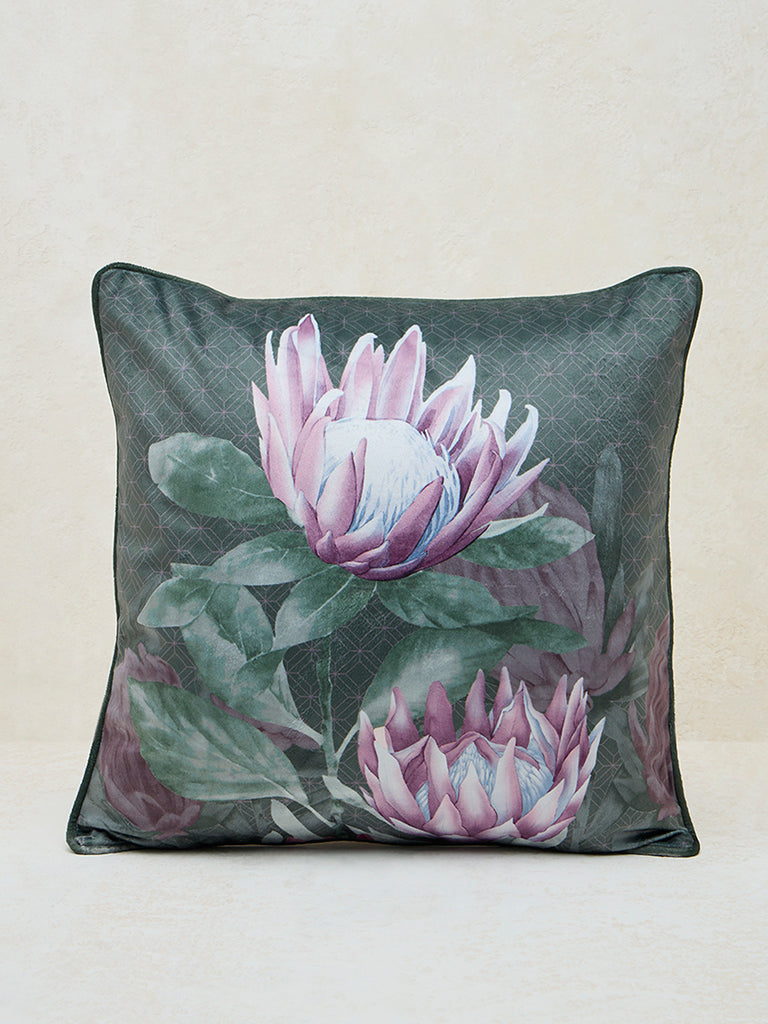Westside Home Green Foliage Printed Cushion Cover