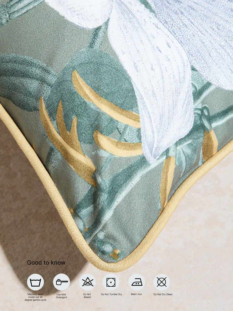 Westside Home Green Floral Design Cushion Cover - Image 5