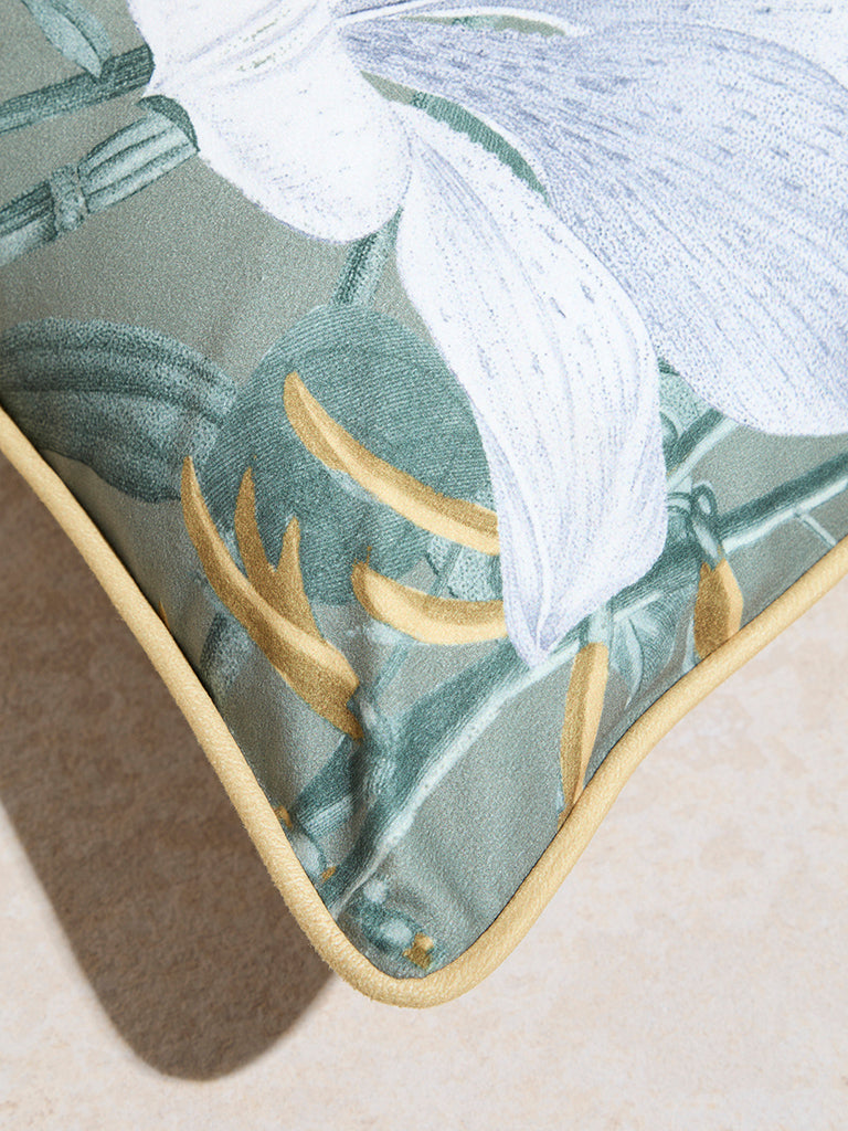 Westside Home Green Floral Design Cushion Cover - Image 4