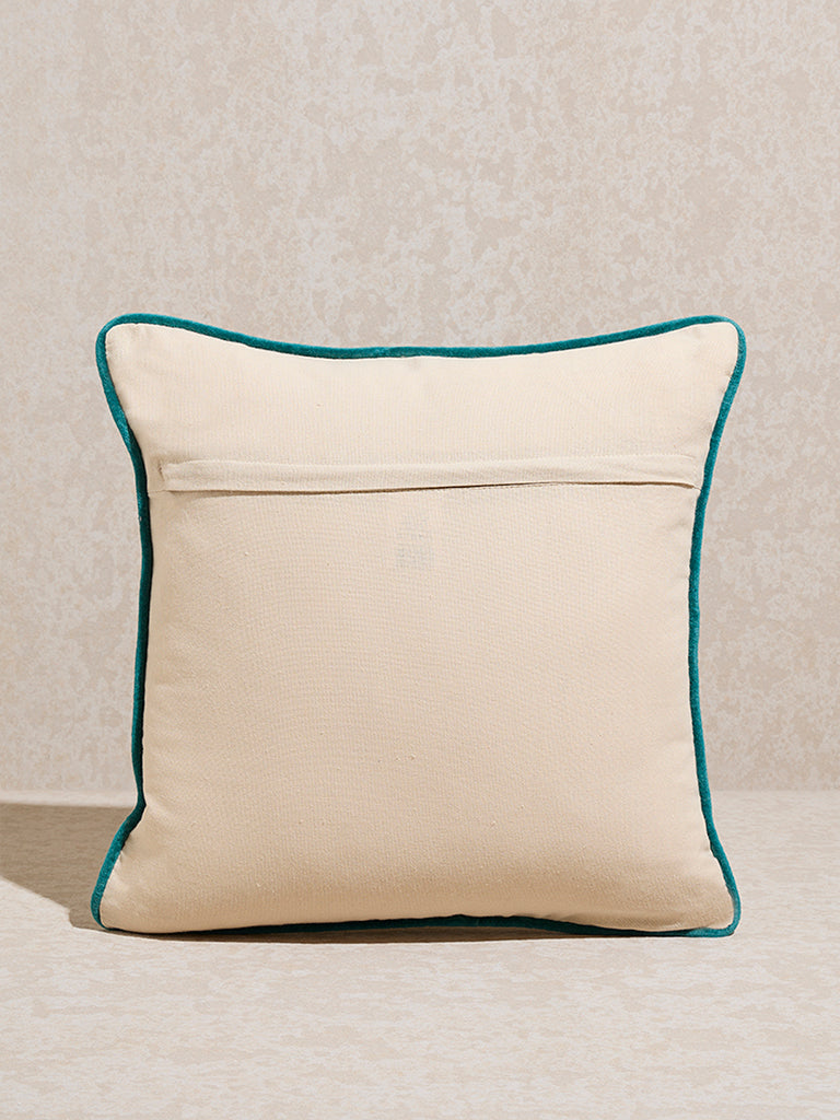Westside Home Aqua Floral Embroidered Cushion Cover - Image 2