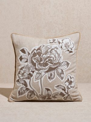 Westside Home Brown Floral Design Cushion Cover