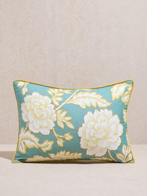 Westside Home Green Floral Design Cushion Cover