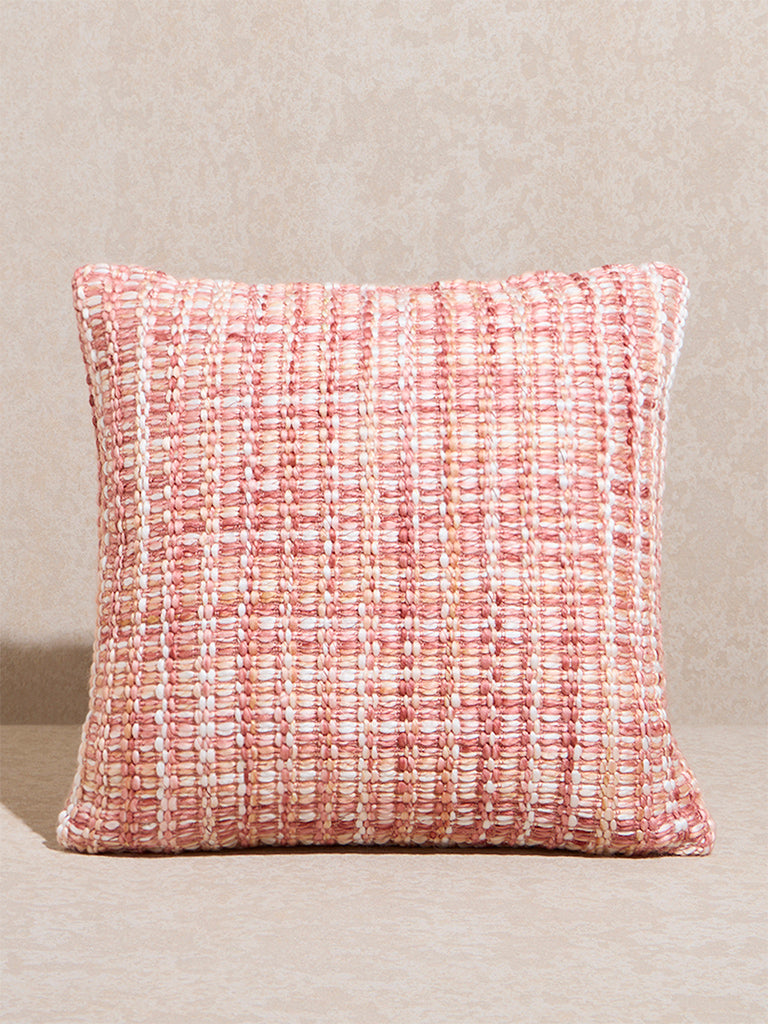 Westside Home Pink Woven Checkered Cushion Cover - Image 2