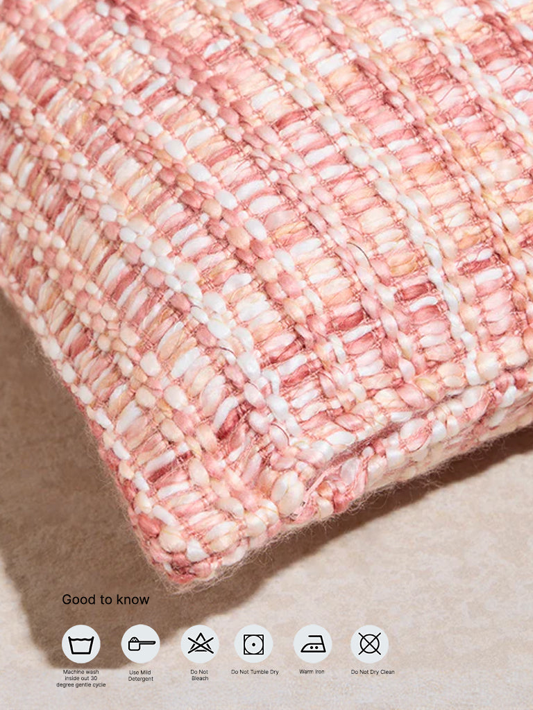 Westside Home Pink Woven Checkered Cushion Cover - Image 5