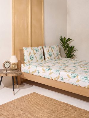 Westside Home Multicolour Queen Bed Fitted Sheet and Pillowcase Set