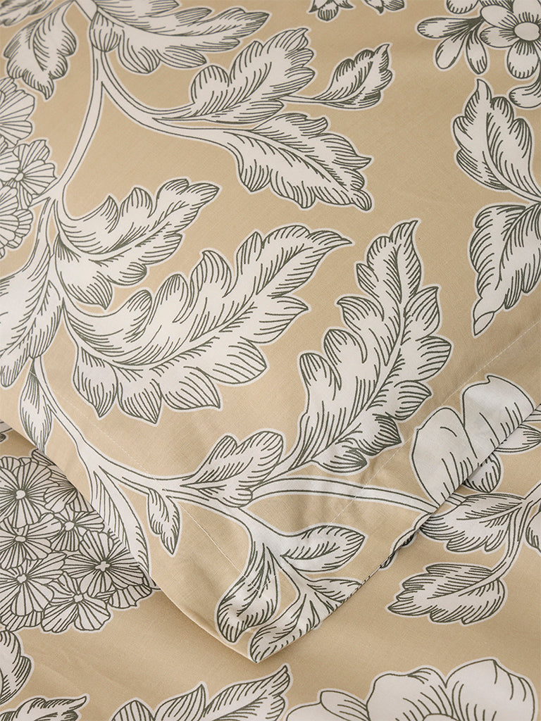 Westside Home Beige Printed King Bed Fitted Sheet and Pillowcase Set - Image 3