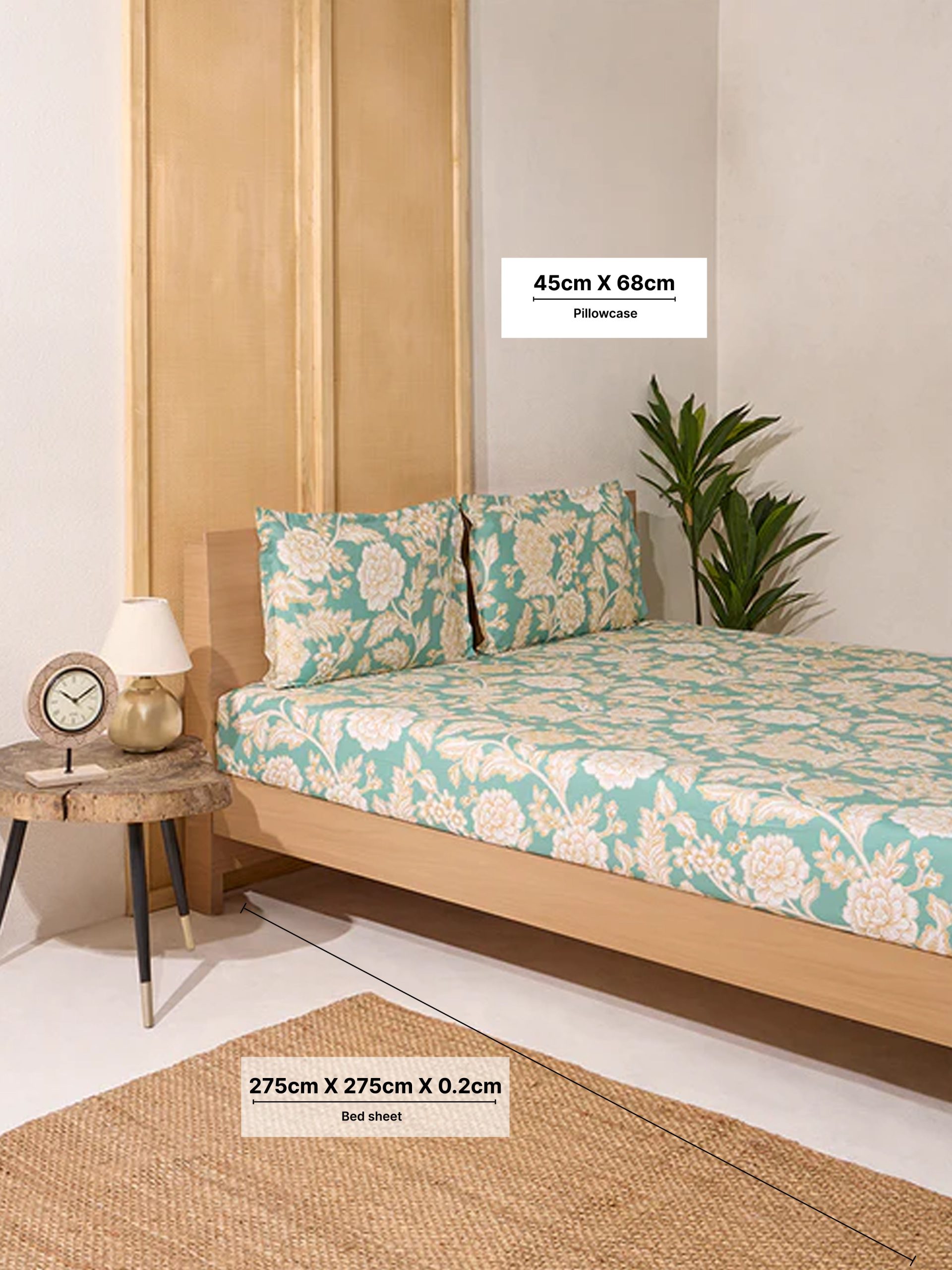Westside Home Green Foliage King Bed Flat Sheet and Pillowcase Set - Image 4