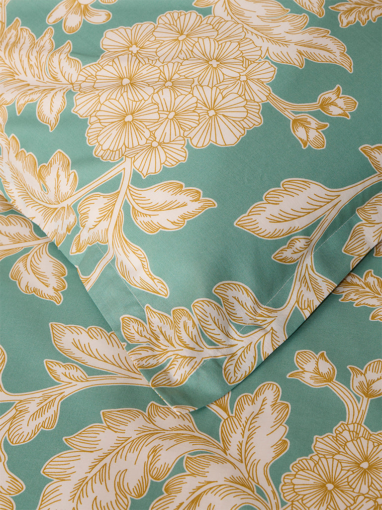 Westside Home Green Foliage King Bed Flat Sheet and Pillowcase Set - Image 3