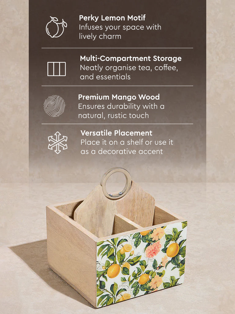 Westside Home Multicolour Lemon Patterned Caddy - Image 4