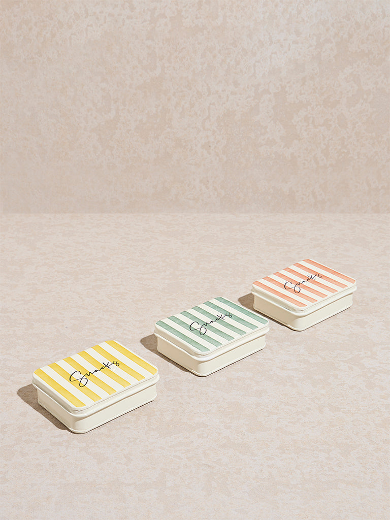 Westside Home Multicolour Stripe Printed Snacks Box (Set of 3)
